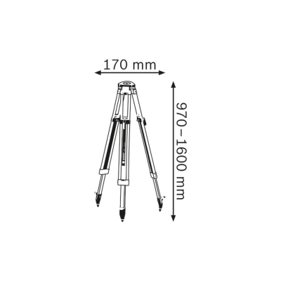 Desenho técnico de tripé ajustável com dimensões