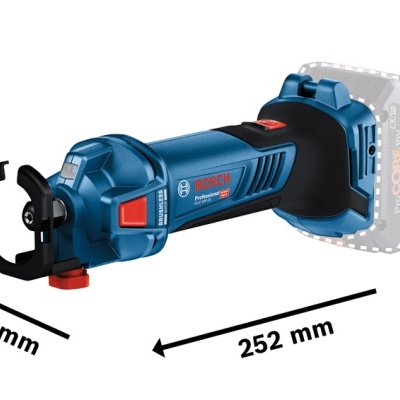 Ferramenta elétrica Bosch GGS 18V-23 L em azul e preto com medidas visíveis