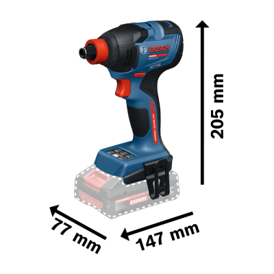 Aparafusadora de impacto sem fio Bosch Expert azul e preta com detalhes vermelhos
