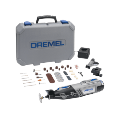 Kit de ferramenta rotativa Dremel com acessórios e caixa cinza