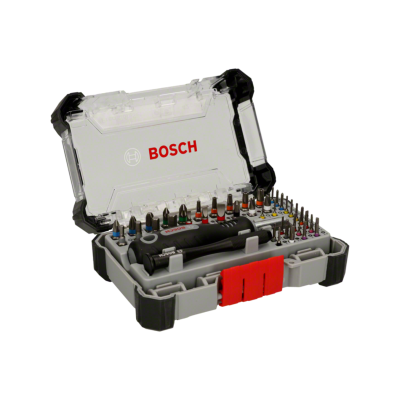 Estojo de ferramentas BOSCH com pontas coloridas e chave de fendas preta