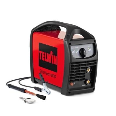 Soldador TELWIN ClearTech 200 vermelho e preto com cabos e acessórios