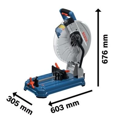 Serra de corte Bosch azul e cinzenta com lâmina prateada e punho preto