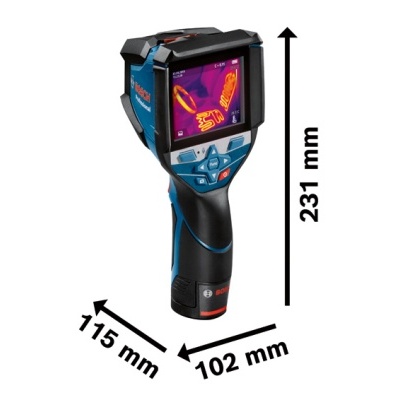 Câmara térmica portátil Bosch com ecrã colorido traduzindo imagem térmica