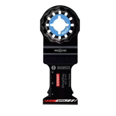 Lâmina de serra oscilante Bosch Expert para metal preta com detalhes em azul e vermelho