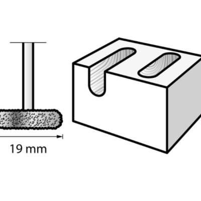 Escova cilíndrica cinzenta e caixa branca com cavidades em U
