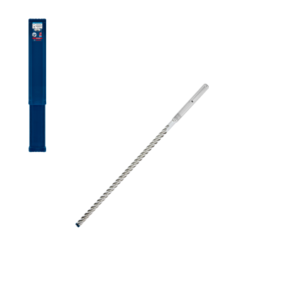 Broca espiral prateada com estojo azul