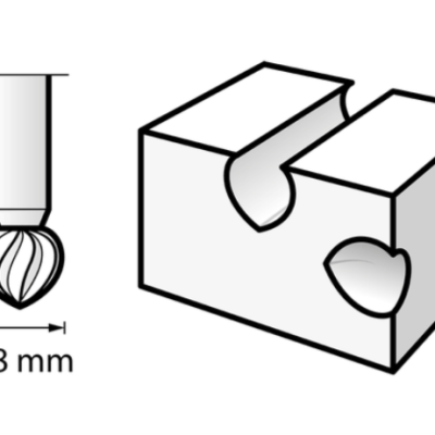 Ferramenta de ponta redonda de 4,8 mm e bloco com entalhe correspondente