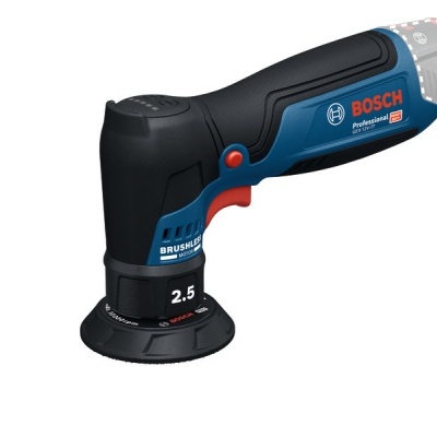 Lixadora Bosch Professional preta e azul com base redonda