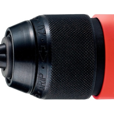 Mandril preto com textura antiderrapante e parte vermelha com texto metabo