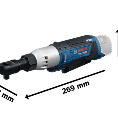 Chave de impacto Bosch GDR 18V-LI azul e preto com dimensões