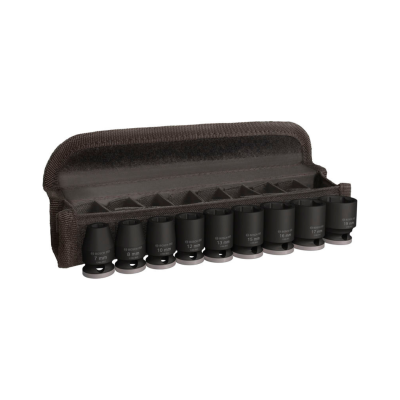 Conjunto de chaves de soquete de impacto em bolsa preta