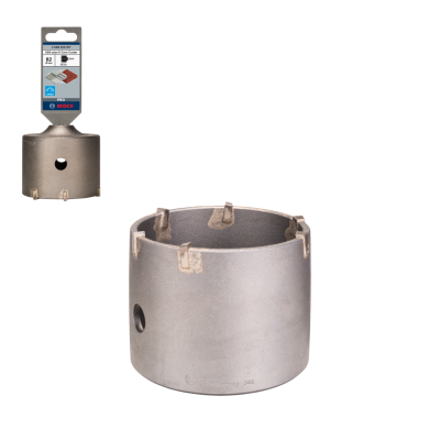 Broca de metal cinza da Bosch para furadeira com embalagem em fundo branco