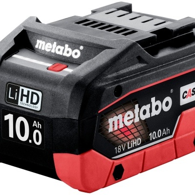Bateria Metabo LiHD preta e vermelha com capacidade 10 Ah e 18V