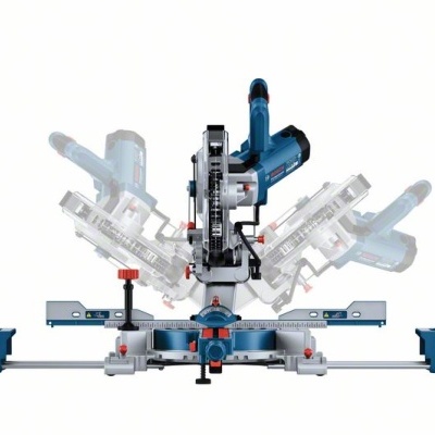 Serra de esquadria elétrica azul e cinza ajustável em várias posições