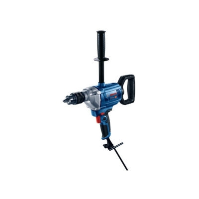 Máquina de furar elétrica azul e preta com punho adicional