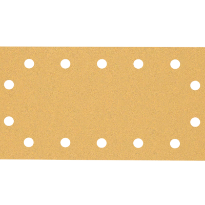 Tapete retangular castanho claro com recortes circulares brancos nas bordas