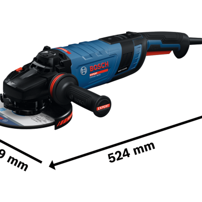 esmerilhadora angular Bosch azul e preta com disco de corte e pega lateral