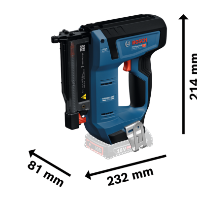 Aparelho Bosch Professional GKF 600 azul e preto com medidas indicadas