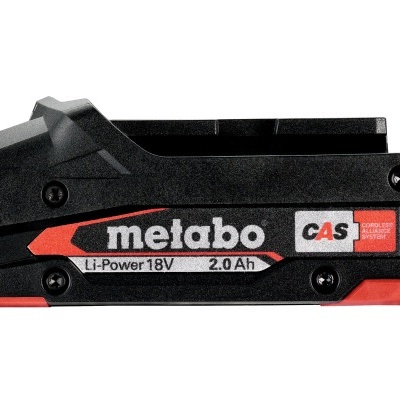 Bateria Metabo CAS Li-Power 18V 2.0 Ah preta e vermelha