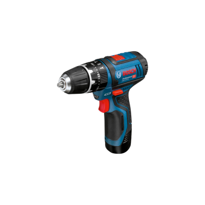 Parafusadora Bosch Professional preta, azul e vermelha com texto na lateral