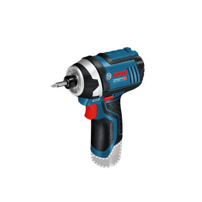 Parafusadora Bosch azul e preta com detalhes vermelhos