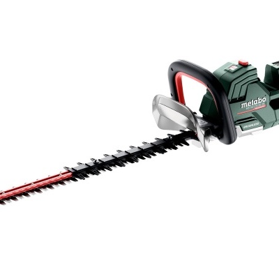 Tesoura de cerca viva elétrica verde escura com lâmina preta e vermelha