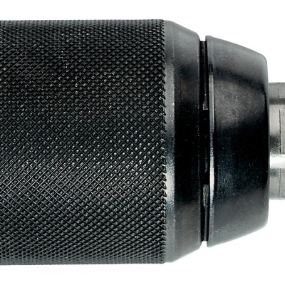 Mandril para brocas preto e vermelho com parte metálica prateada