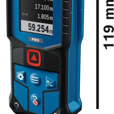 Medidor a laser digital Bosch PRO azul e preto com ecrã e botões