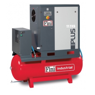 Compressor de ar industrial Fini vermelho e cinza