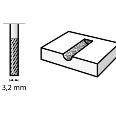 Desenhos técnicos de perfil circular e bloco retangular com recorte semicircular.