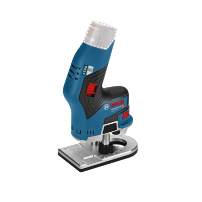 Tupia Bosch GKF 12V-8 azul e preto com base metálica