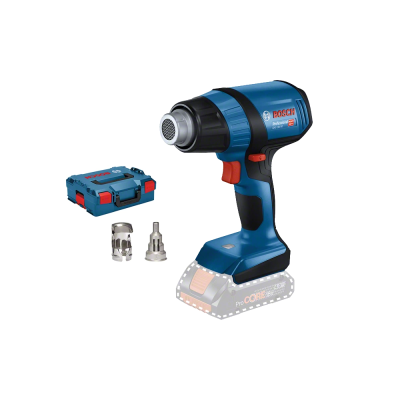 Secador de ar quente Bosch Professional azul e preto com acessórios e caixa