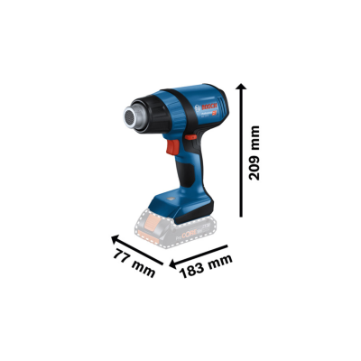 Ferramenta azul e preta Bosch com dimensões destacadas