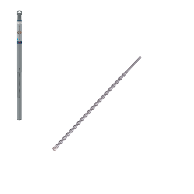 Broca metálica com embalagem cinzenta contendo etiqueta