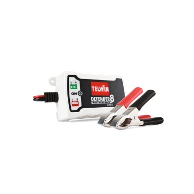 Carregador de baterias TELWIN DEFENDER 8 com pinças vermelha e preta