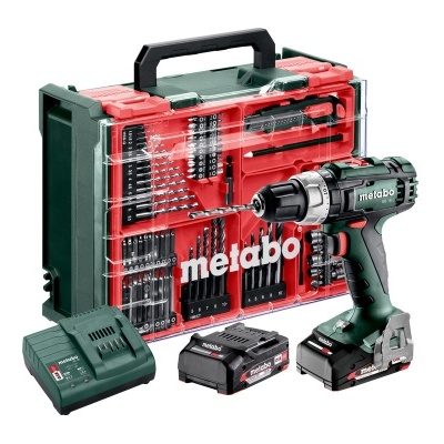 Conjunto de ferramentas Metabo com mala e furadeira a bateria