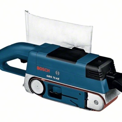 Lixadora elétrica Bosch azul e preta com saco de pó
