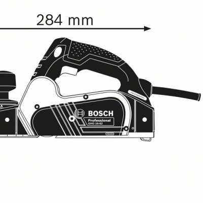 Lixador elétrico Bosch Professional GHO 10-82 com medidas destacadas em milímetros