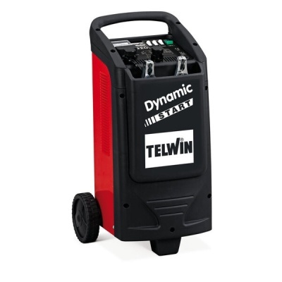 Carregador de bateria TELWIN Dynamic Start preto e vermelho com rodas