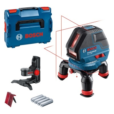 Ferramentas Bosch Professional com nível a laser, suporte, pilhas e mala de transporte azul