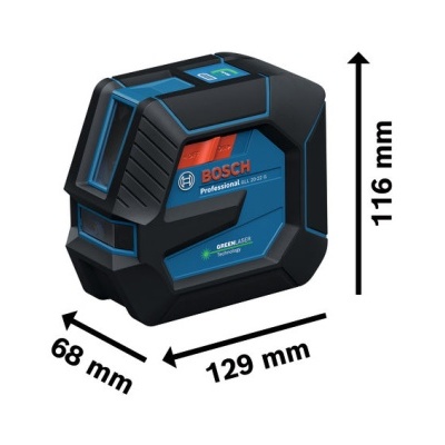 Dispositivo laser Bosch Professional GLL 3-80 C preto e azul com dimensões indicadas