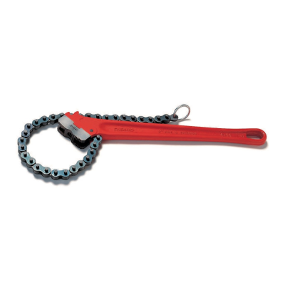 Chave de corrente vermelha com corrente preta para apertar objetos