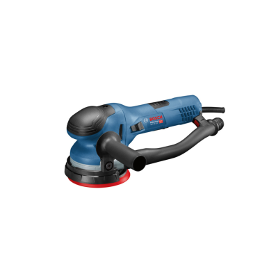 Lixadora elétrica Bosch azul e preta com disco vermelho