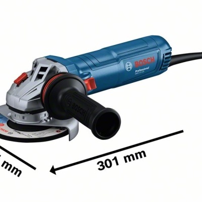 Esmerilhadora Bosch Professional azul com cabo preto e detalhes vermelhos