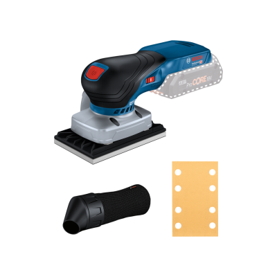 Lixadora Bosch Professional azul com punho preto e acessórios