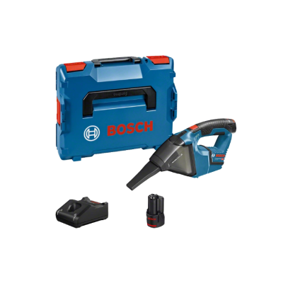 Kit aspirador portátil Bosch azul com bateria, carregador e estojo