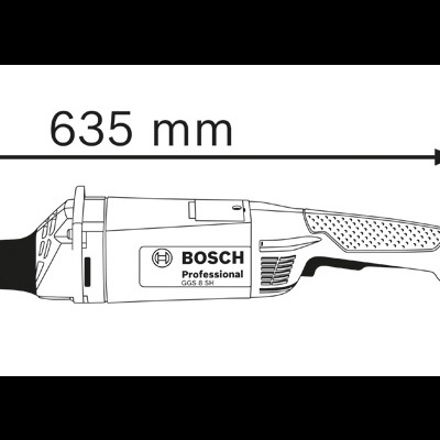 Ferramenta elétrica Bosch Professional preta e branca com dimensões e rótulo visíveis