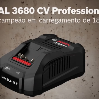 Carregador Bosch GAL 3680 CV Professional preto com texto em cima
