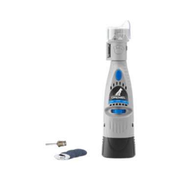 Ferramenta elétrica Dremel GEM10 com acessórios sobre fundo branco